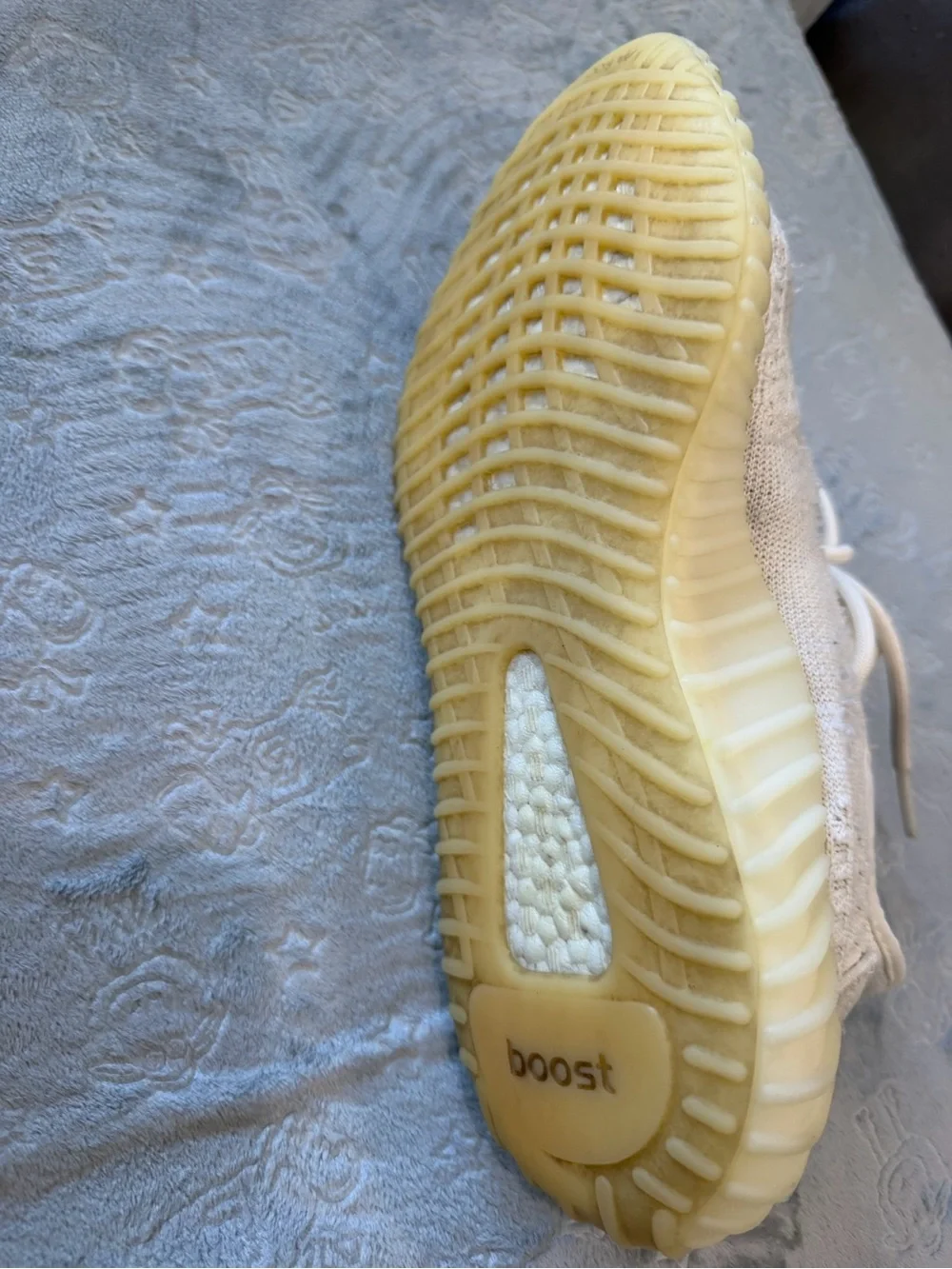 Yeezy Boost Kids White Knit Sneakers with Yellow Sole